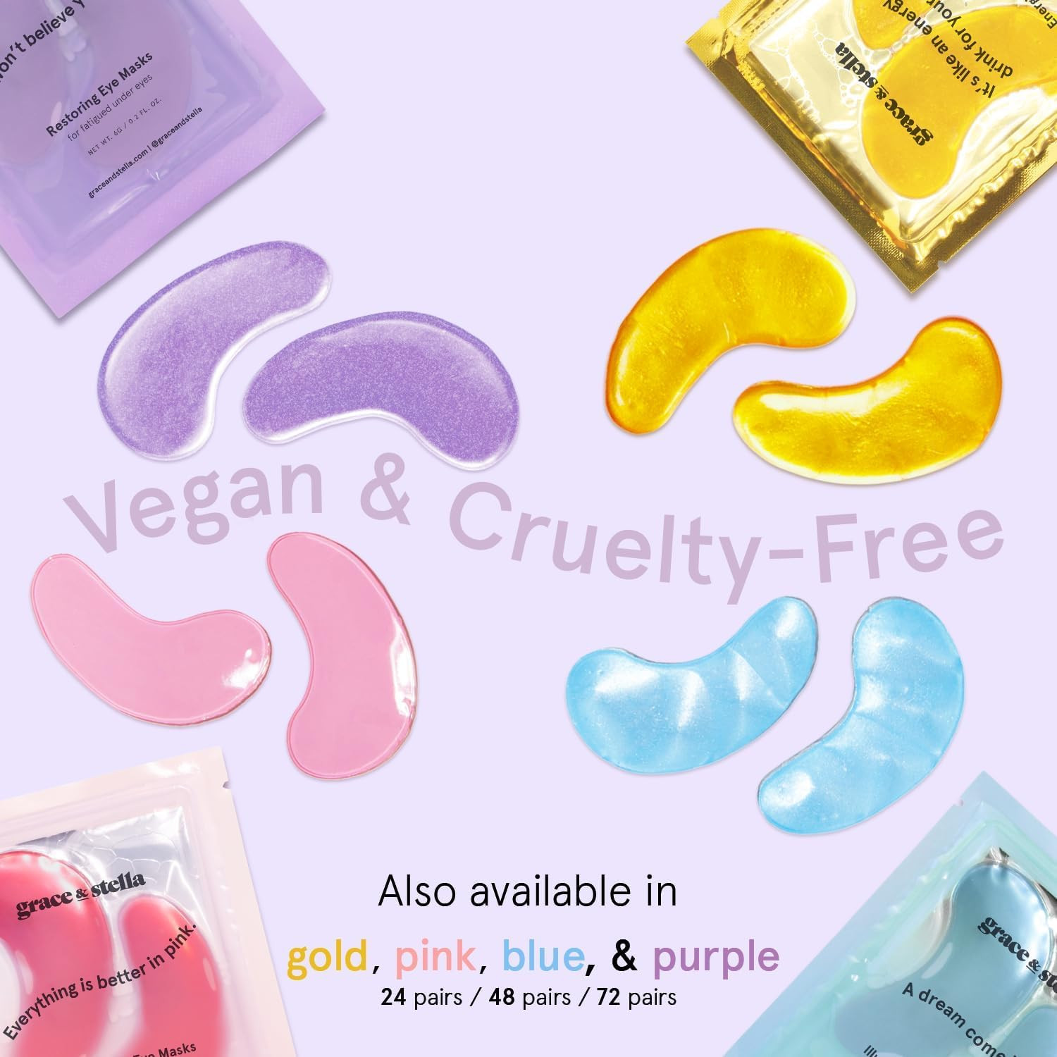 grace & stella Retinol Under Eye Patches for Puffy Eyes & Dark Circles - Restoring Gel Under Eye Masks with Hyaluronic Acid - Birthday Gifts for Women, Bachelorette Party Favors (Purple, 24 Pairs)