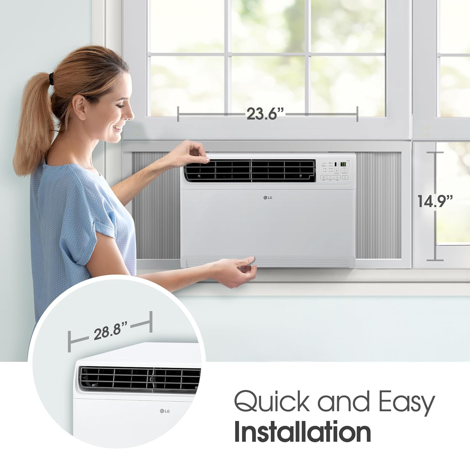LG 14000 BTU Window Air Conditioner Energy Saving Dual Inverter Remote Control WiFi Enabled Works w/LG ThinQ, Alexa Washable Filer Ultra-Quiet Cools 700 Sq.Ft. for Large Room AC Unit White LW1522FVSM