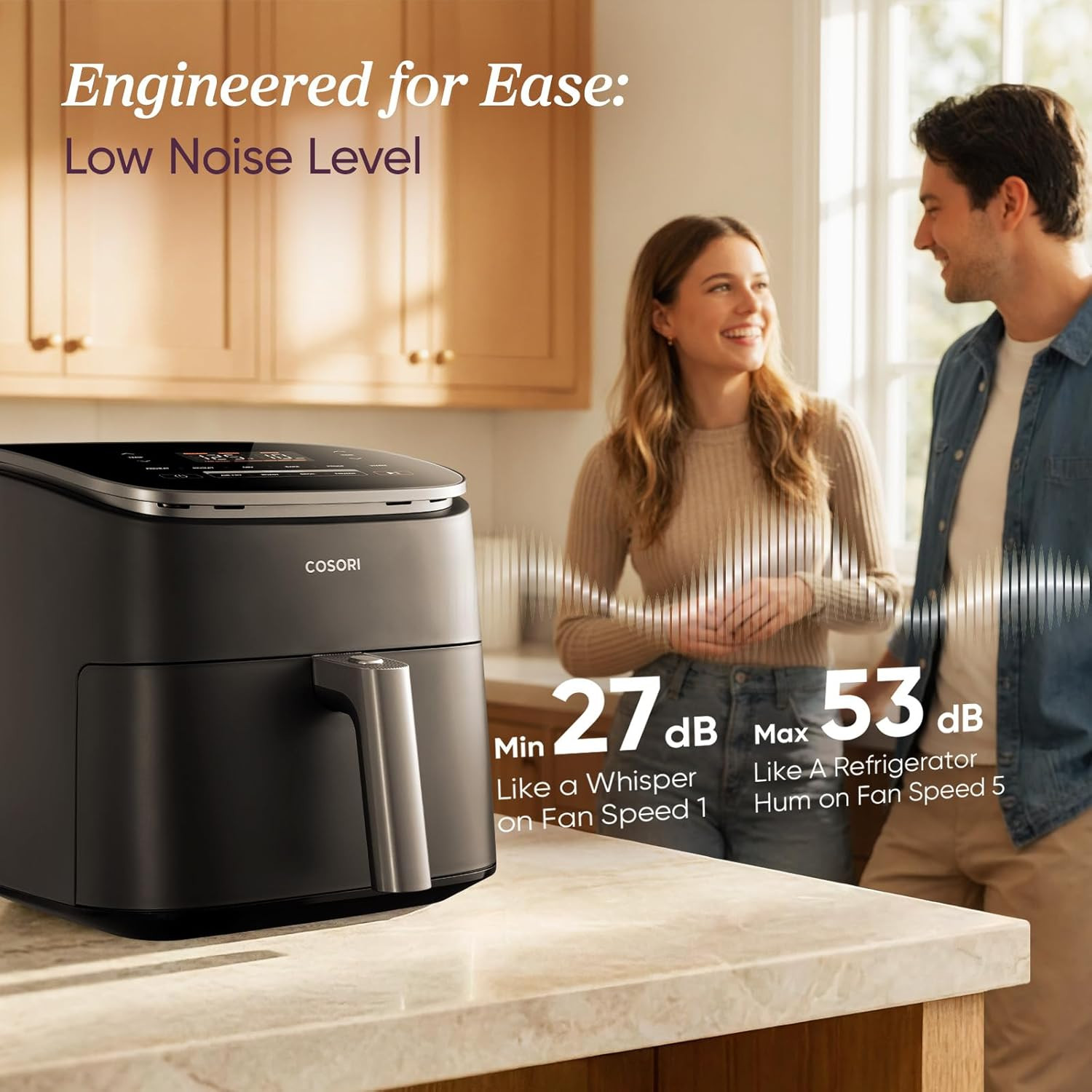 Cosori 9-in-1 TurboBlaze Air Fryer 6 Qt, Premium Ceramic Coating, 90°–450°F, Precise Heating for Even Results, Air Fry, Roast, Bake, Broil, Dry, Frozen, Proof, Reheat, Keep Warm, 120V, Light Gray