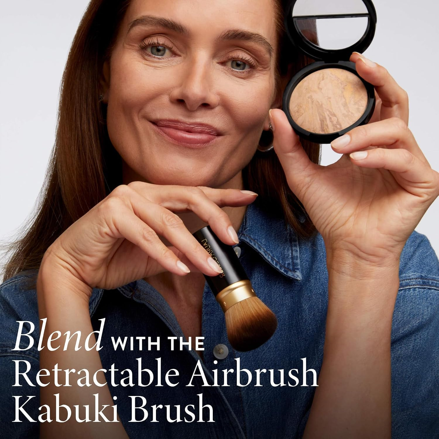 LAURA GELLER NEW YORK Award-Winning Baked Balance-n-Brighten Color Correcting Powder Foundation – Handmade in Italy – Buildable Coverage, Matte Finish – For Mature & Sensitive Skin – 08 Deep