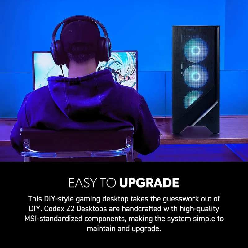 MSI Z2 Gaming Desktop: AMD R7-8700F, GeForce RTX 5070, 32GB DDR5, 2TB m.2 NVMe SSD, USB Type-C, VR-Ready, Windows 11 Home : A8NVP-436US